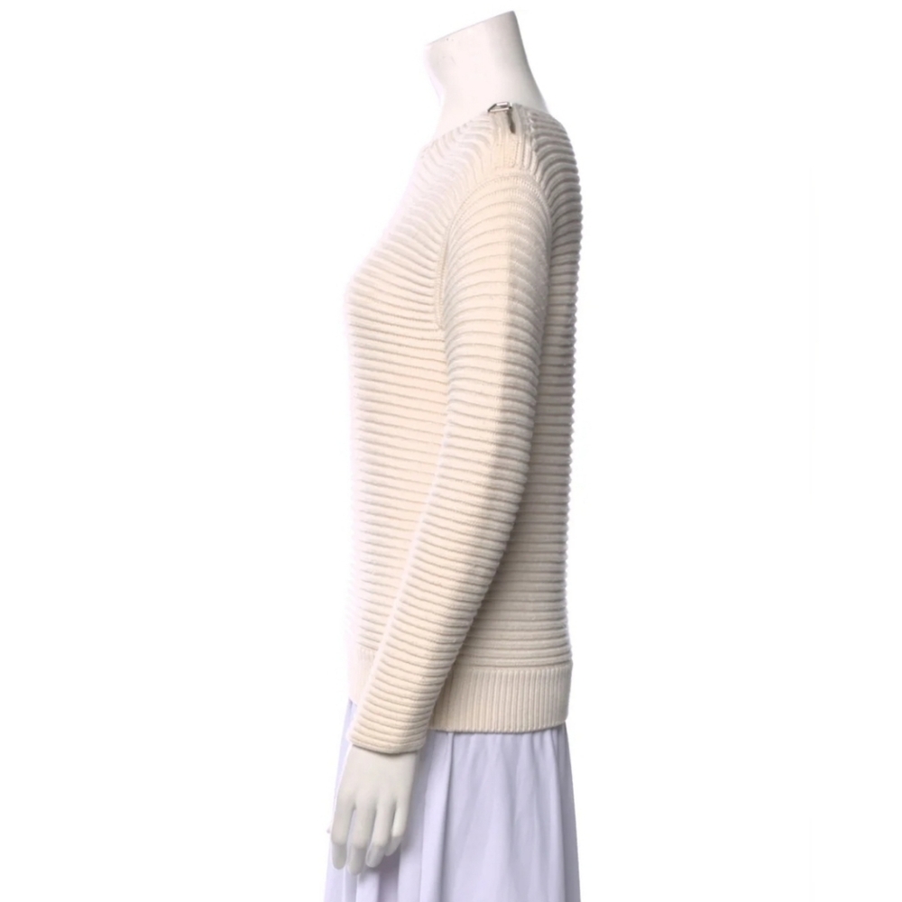 AKRIS Cream 100% Wool Scoop Neck Sweater NICE 👀 S - Picture 3 of 5